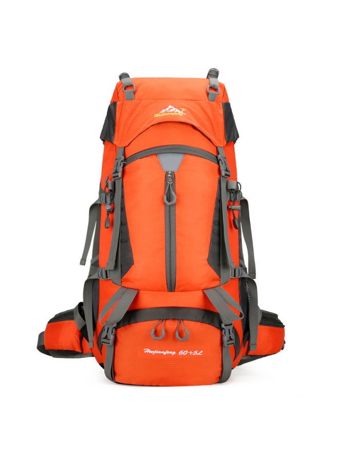 Mountaineering Backpack 65L Hiking Large Capacity Outdoor Travel Multifunctional Storage Backpack-Color:Orange-Capacity:60L+5L - Image 1